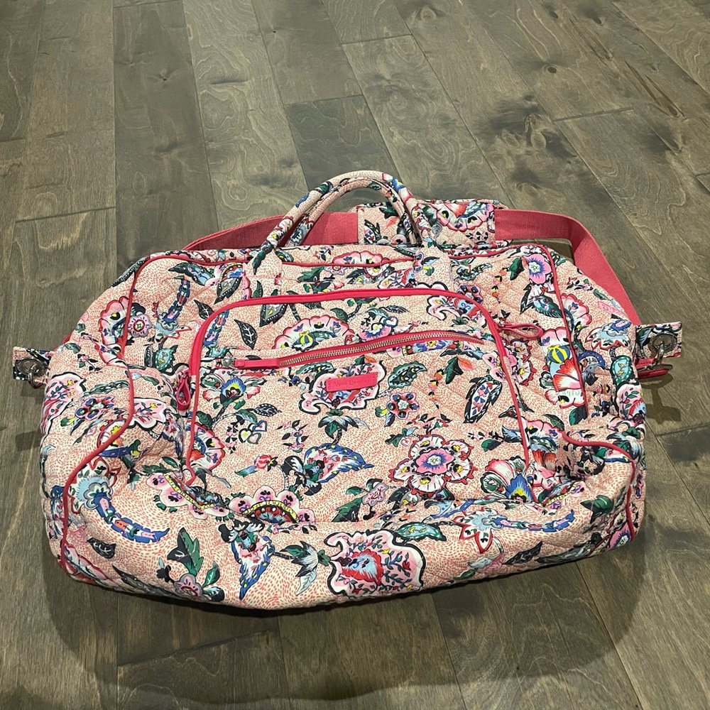 Like New Vera Bradley Weekender Travel Bag in Stitched Flowers pattern